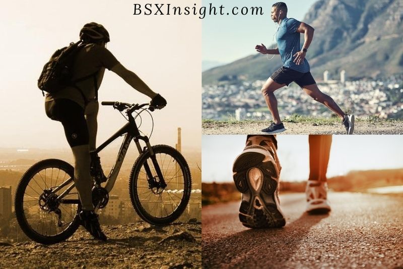 Calories burned biking compared with running and walking